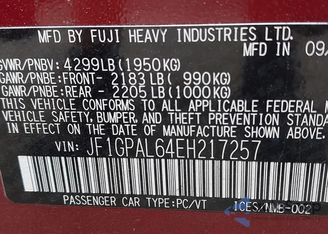 2014 Subaru Impreza 2.0I Sport Premium z USA, uszkodzony, nr VIN JF1GPAL64EH217257